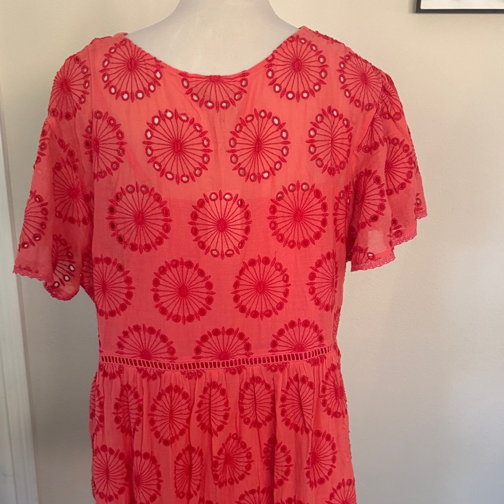 NWT Sundance Coral Eyelit 2 piece Sundress / Cover Up Dress L - Picture 3 of 8